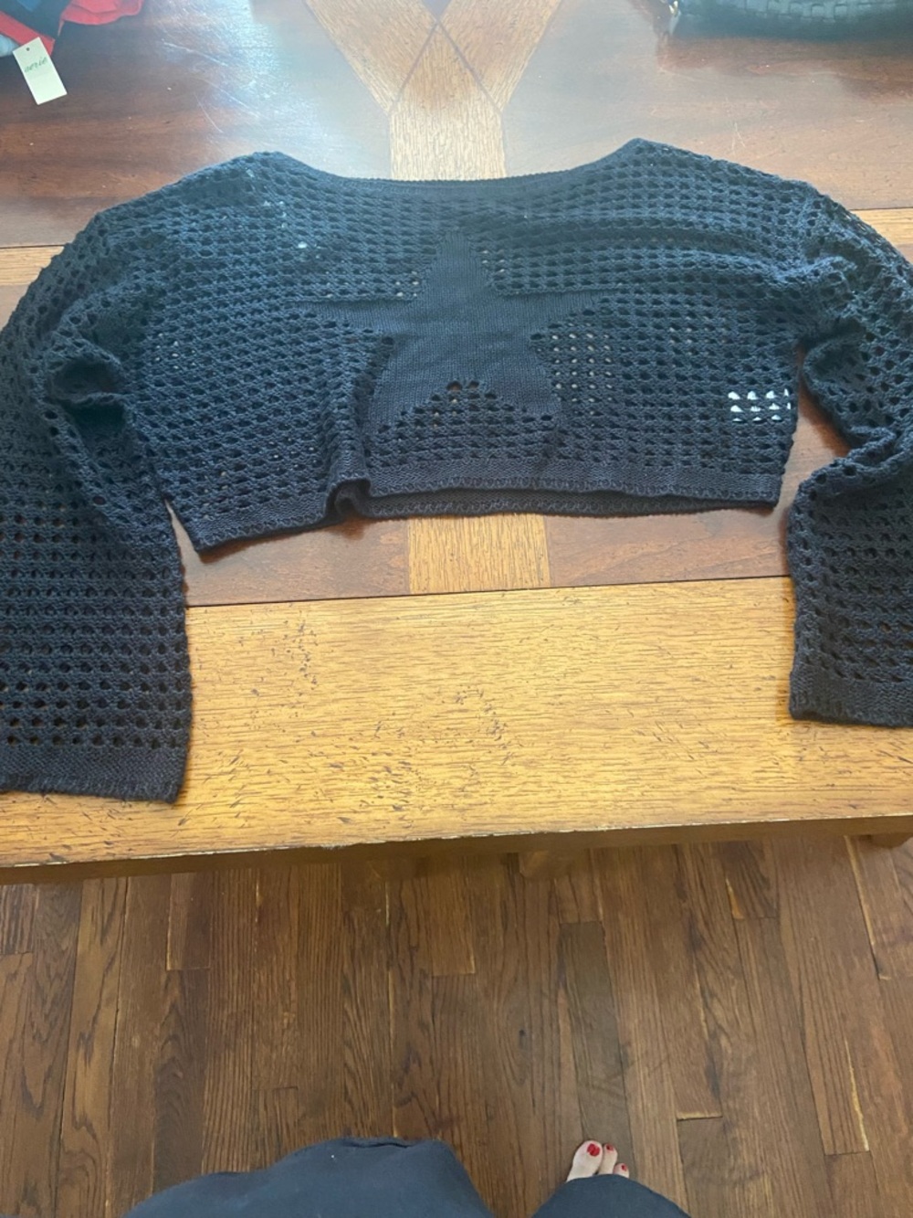 Ardene Black Crochet Knit Cropped Shrug